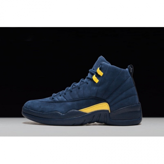 PSNY x Air Jordan 12 "Michigan" PE College Navy/Amarillo BQ3180- - Click Image to Close