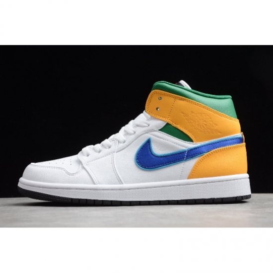 2020 Air Jordan 1 Mid White/Court Purple-Spirit Teal 554725-128 - Click Image to Close