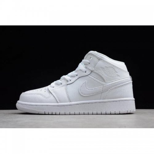 Women's Air Jordan 1 Mid GS White/Pure Platinum 554724-104