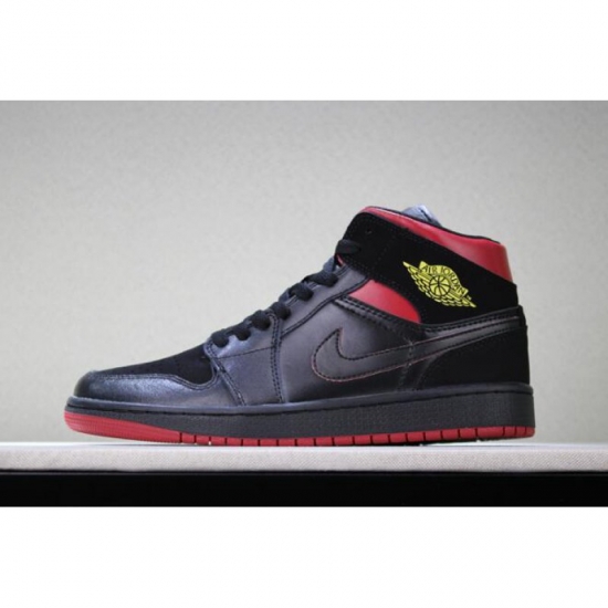 Air Jordan 1 Mid "Last Shot" Black/Red-Yellow Men's and Women's - Click Image to Close