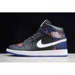 2019 Air Jordan 1 Mid SE "Tiger Print" Black/White-Rush Violet A