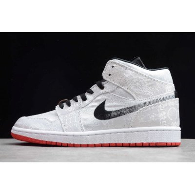 2019 CLOT x Air Jordan 1 Mid SE "Fearless" Grey/Black-Red CU2804