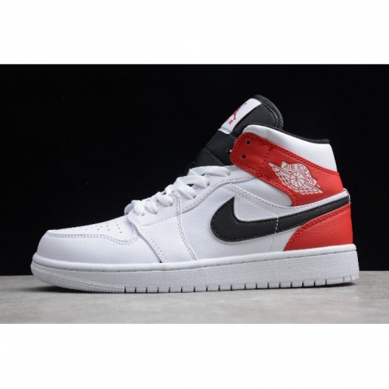 2019 New Air Jordan 1 Mid White/Gym Red-Black 554724-116 - Click Image to Close