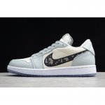 2020 Dior x Air Jordan 1 Low AJ1 Grey/White-Black 553668-998
