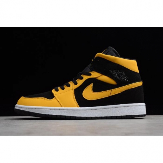 Mens Air Jordan 1 Mid "Reverse New Love" Black/University Gold-W - Click Image to Close