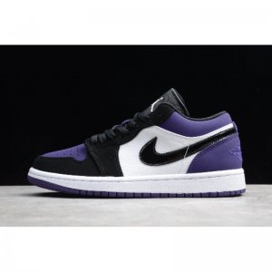 2020 New Air Jordan 1 Low Black/White-Purple 552558-125