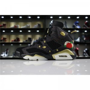Mens Air Jordan 6 "CNY" Black/Multi-Color/Summit White-Metallic
