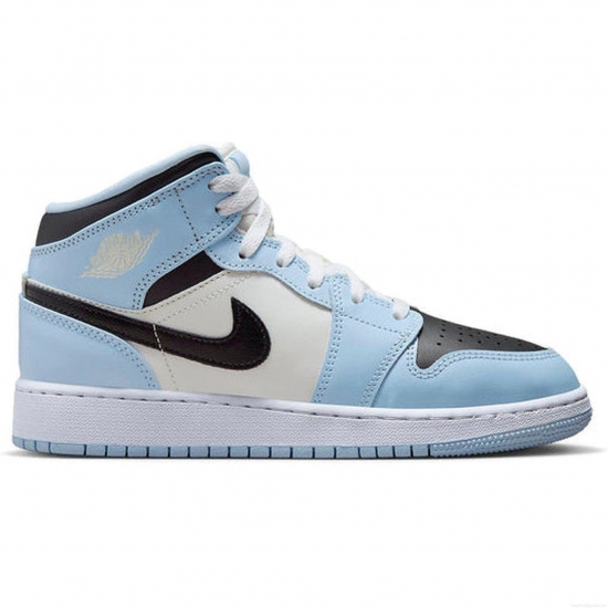 Jordan 1 Mid Ice Blue (GS) - Click Image to Close
