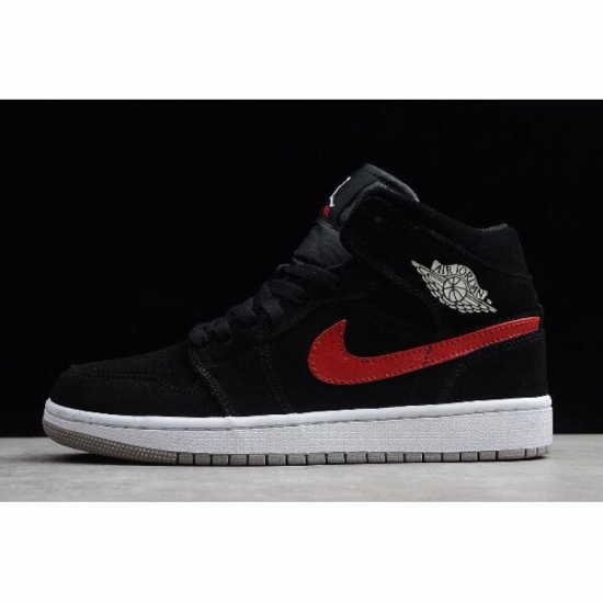 Air Jordan 1 Mid "Multicolor Swoosh" Black/University Red-Blue 5 - Click Image to Close