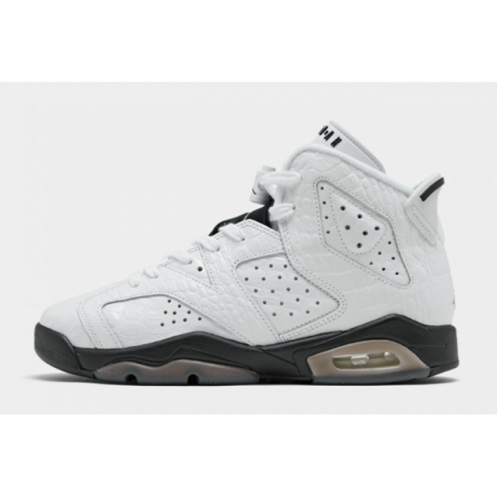 2020 Air Jordan 6 GS "Alligator" White/Black-Alligator 384665-11 - Click Image to Close