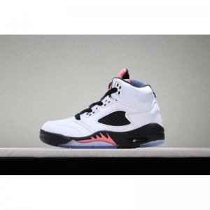 Kid's Air Jordan 5 Retro White/Sunblush-Black Basketball Shoes