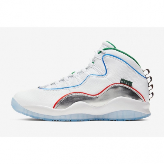 2020 Air Jordan 10 "Wings" White/Clover-Chrome-Black CK4352-103 - Click Image to Close