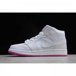 Air Jordan 1 Mid GS White/Fuchsia Blast 555112-100