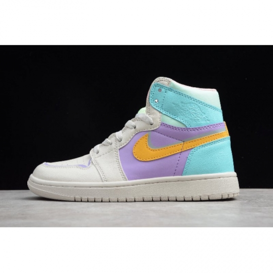 2019 New Air Jordan 1 GS White Purple Green Orange 556298-007 Fo - Click Image to Close