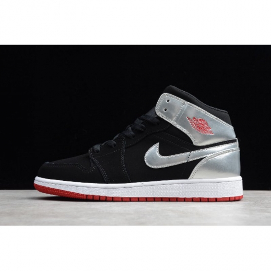 2019 Air Jordan 1 Mid "Johnny Kilroy" Black/Gym Red-Metallic Sil - Click Image to Close