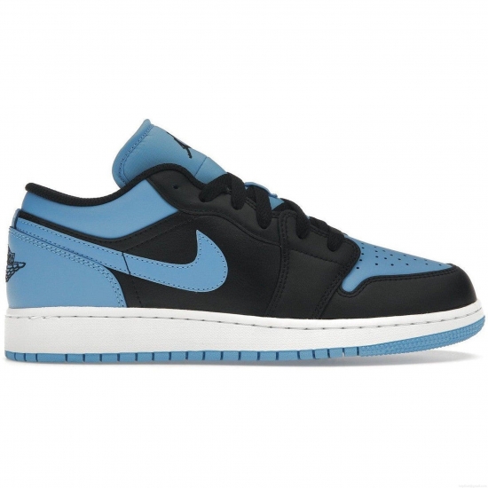 Jordan 1 Low Black University Blue (GS) - Click Image to Close