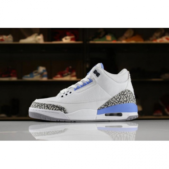2018 Air Jordan 3 "UNC" PE White/White-Blue 820078 For Sale - Click Image to Close