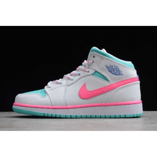 2020 Air Jordan 1 Mid GS White/Digital Pink-Aurora Green-Soar 55 - Click Image to Close