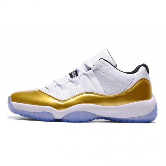 Air Jordan 11 Low "Closing Ceremony" White/Metallic Gold Coin-Bl - Click Image to Close