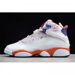 2019 Air Jordan 6 Rings White/Orange-Court Purple-Black 322992-1