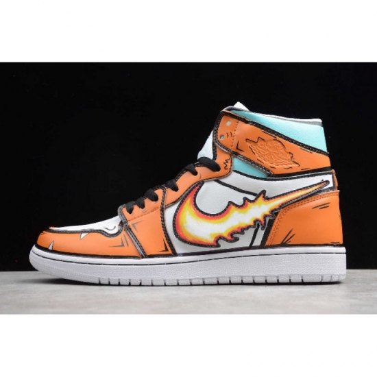 New Air Jordan 1 High "Fire Dragon" Orange/Black/White-Blue 5562 - Click Image to Close
