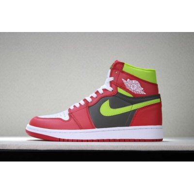 Men's and Women's Air Jordan 1 Retro High OG White/Red/Dark Gree