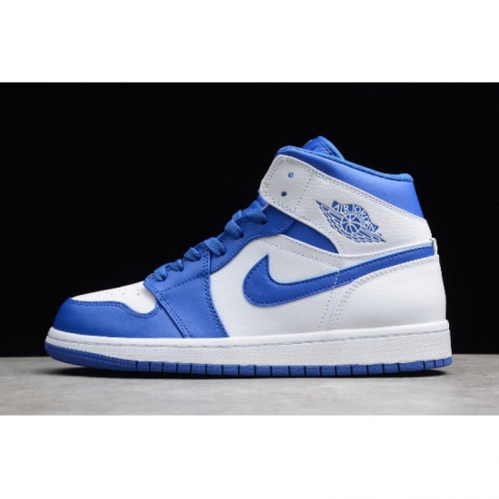 2019 Air Jordan 1 Mid AJ1 White/Hyper Royal 554724-114 - Click Image to Close