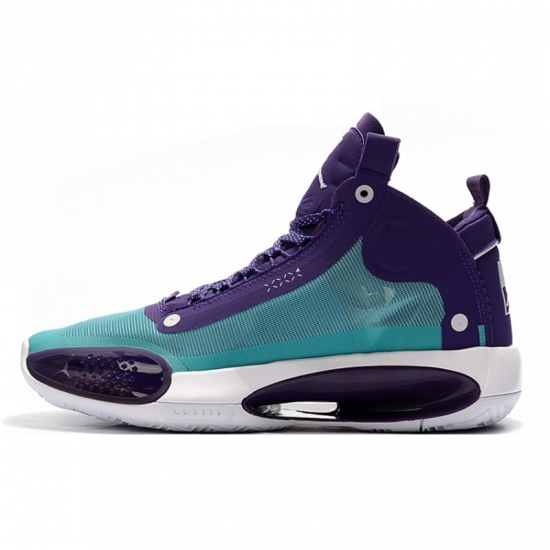 2020 Air Jordan 34 "Hornets" PE Blue Lagoon/Grand Purple-White - Click Image to Close