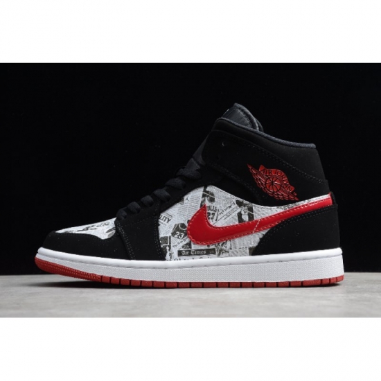 2020 Air Jordan 1 Mid SE "Air Times" Black/Gym Red-White 852542- - Click Image to Close
