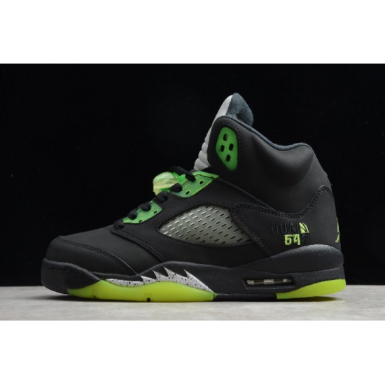 2020 Air Jordan 5 Retro OG "Quai 54" Black/Fluorescent Green 255 - Click Image to Close