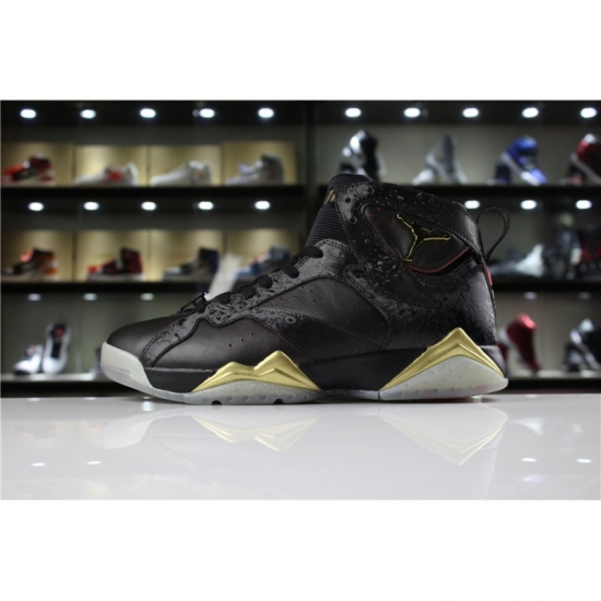 Cheap Mens Air Jordan 7 "Doernbecher" Black Gold For Sale - Click Image to Close