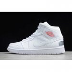 2020 Air Jordan 1 Mid AJ1 London White/Red-Silver CW7589-100