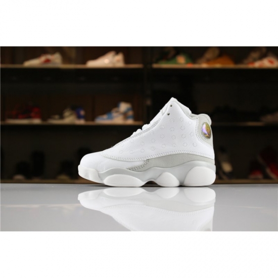 Kid's Air Jordan 13 "Pure Platinum" White/Metallic Silver-Pure P - Click Image to Close