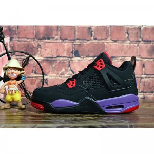 Kid's Air Jordan 4 "Raptors" Black/University Red-Court Purple F