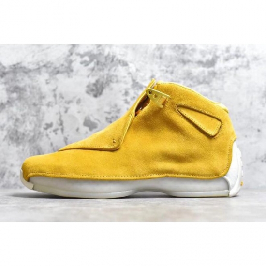 Air Jordan 18 "Yellow Suede" Yellow Ochre/Sail AA2494-701 - Click Image to Close