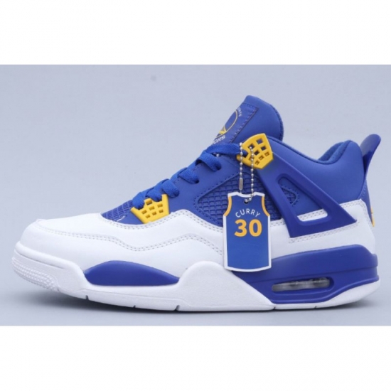 2020 Air Jordan 4 Curry Warriors White/Laser Orange-Racer Blue-B - Click Image to Close