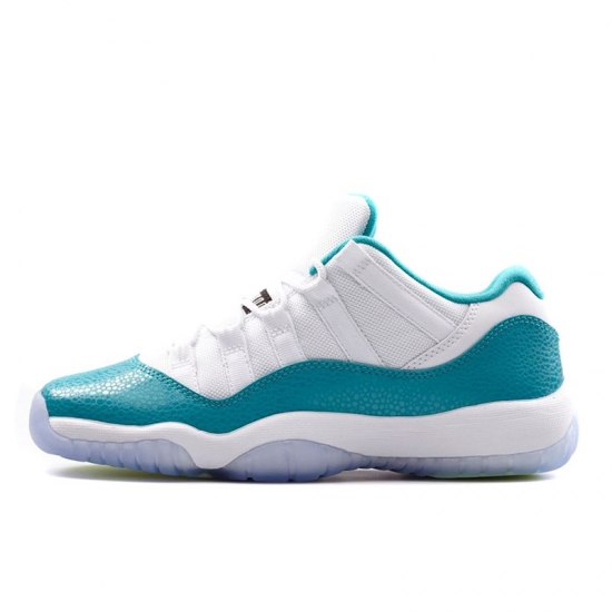 Air Jordan 11 Low "Aqua" White/Turbo Green-Volt Ice-Black 580521 - Click Image to Close