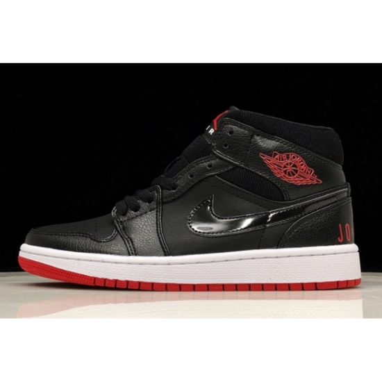 Air Jordan 1 Mid Premium "Bred" Black/University Red-White BQ657 - Click Image to Close