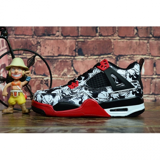 Kid's Air Jordan 4 "Tattoo" Black/Fire Red-White For Sale - Click Image to Close