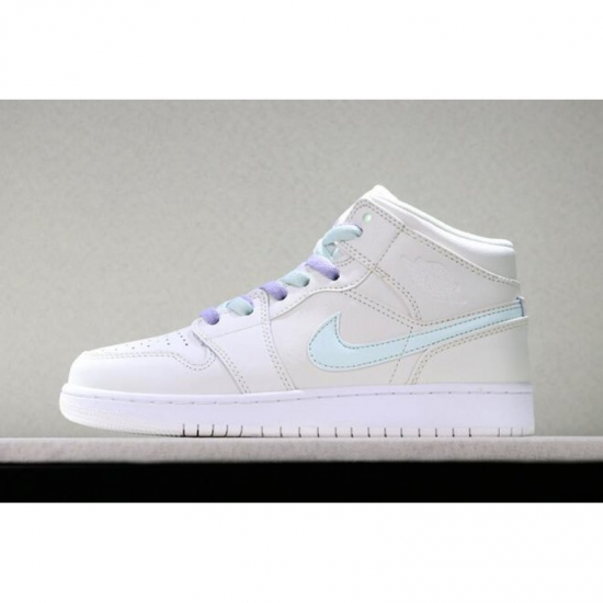 Girls Air Jordan 1 Mid "Candy" Phantom/Purple Rise/Blue Tint/Igl - Click Image to Close