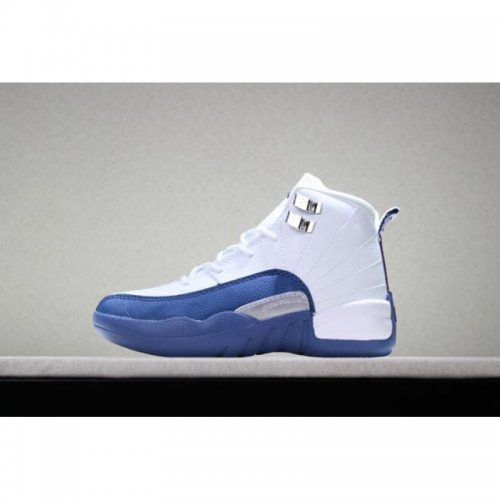 Kid's Air Jordan 12 "French Blue" White/French Blue-Metallic Sil