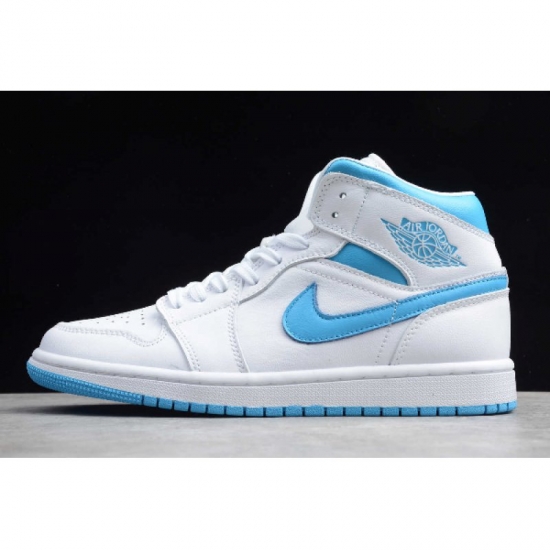 2020 Air Jordan 1 Mid UNC White/Light Blue Men's and Women's Siz - Click Image to Close