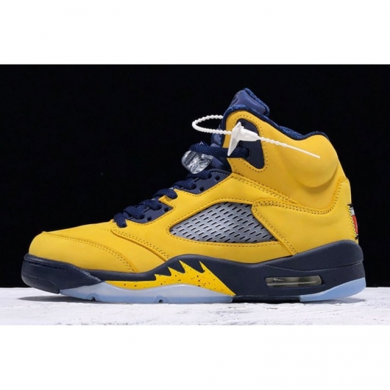 2019 Air Jordan 5 SP "Michigan" Amarillo/College Navy CQ9541-704 - Click Image to Close