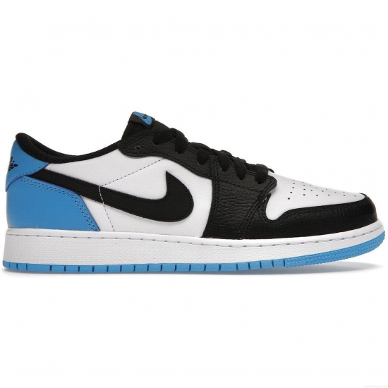 Jordan 1 Retro Low OG Black Dark Powder Blue (GS) - Click Image to Close