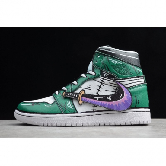 2020 Air Jordan 1 High "Double Knife" White/Green/Black/Purple 5 - Click Image to Close