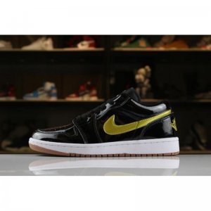 Men's and Women's Air Jordan 1 Low "Patent Leather" Black/Gold-W