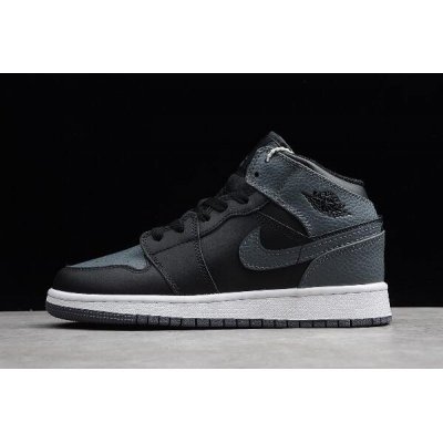 Air Jordan 1 Mid GS Black/Dark Grey-Summit White 554725-041