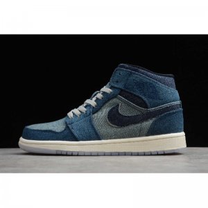 2020 Air Jordan 1 Mid White Transparent Blue/Dark Blue 852542-00