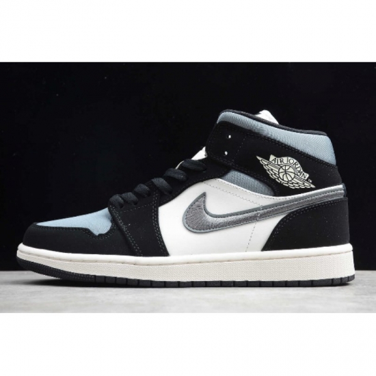 2020 Air Jordan 1 Mid "Satin" Blue/White-Black 852542-011 For Sa - Click Image to Close