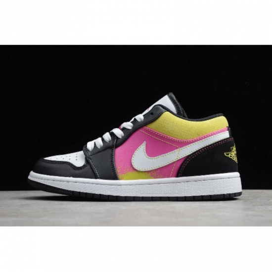2020 Air Jordan 1 Low "Spray Paint" Black/Active Fuchsia-Cyber-W - Click Image to Close